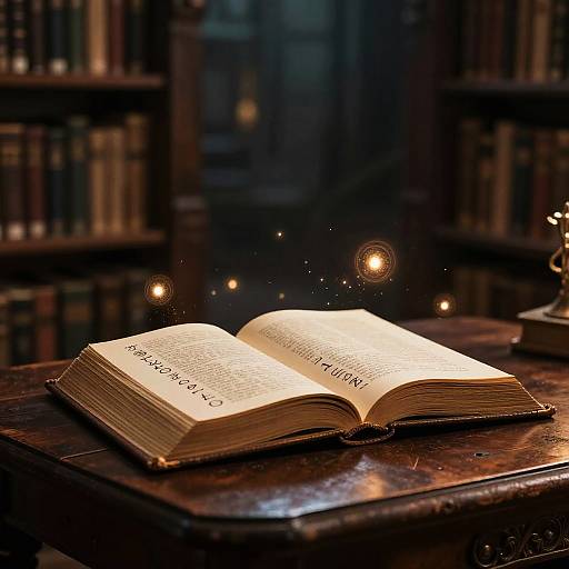 Mystical Book in Enchanted Library
