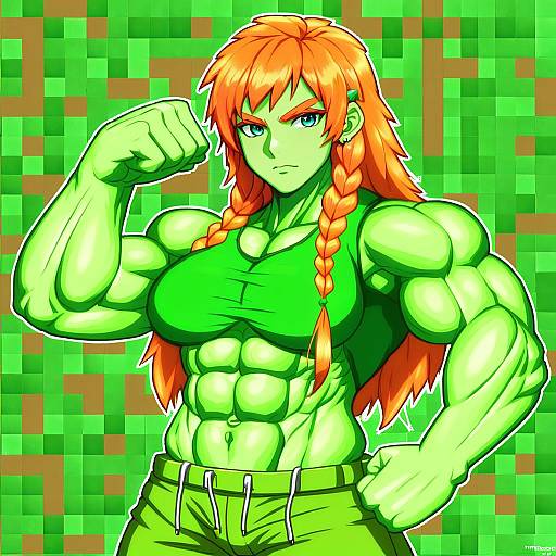 Illustration of Alex (minecraft), minecraft in the style of Namamo nanase