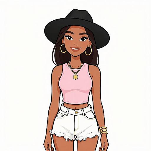 Smiling Boho Woman in Casual Outfit