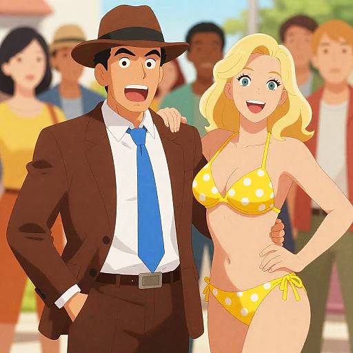 Exaggerated Expressions in Colorful Crowd