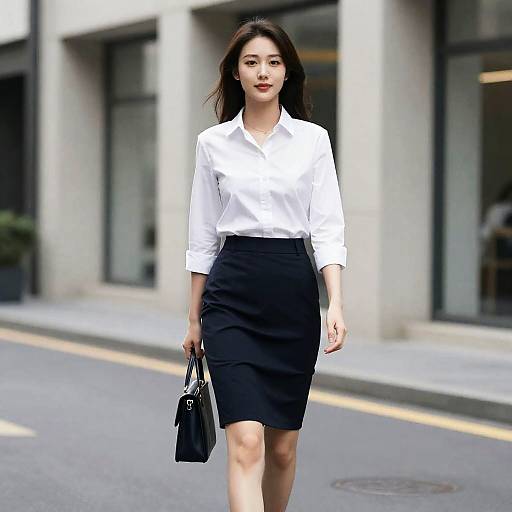 Business Woman in Skirt Outfit