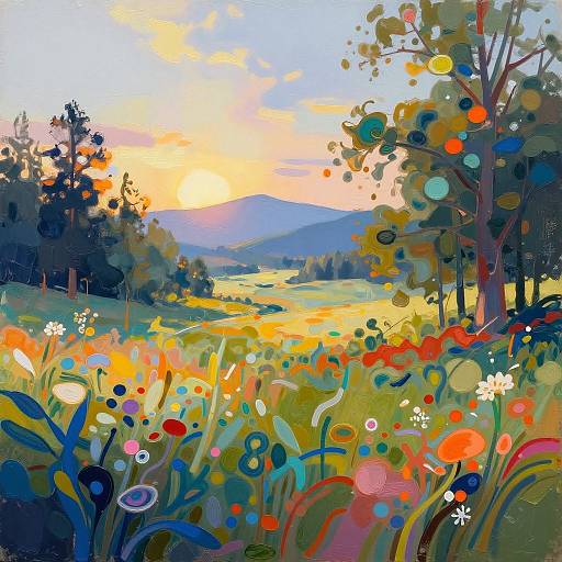 Vibrant Surreal Landscape Reinterpretation