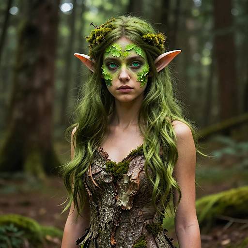 Sleek Forest Dryad with Mossy Hair
