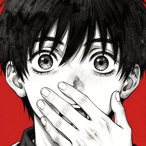 Grungy Manga Close-Up Shocked Guy