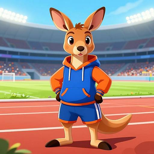 Anthropomorphic Kangaroo Athlete Illustration