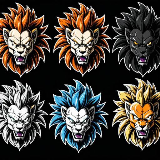 Set of Animated Dragon Ball Z Style Lion Heads