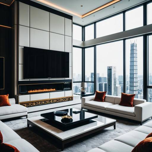 Luxurious Modern Living Room with City View