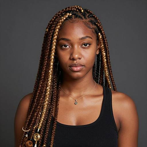 Portrait of Young Black Woman with Box Braids