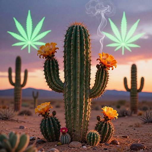 Vibrant Quirky Desert Cactus Creature