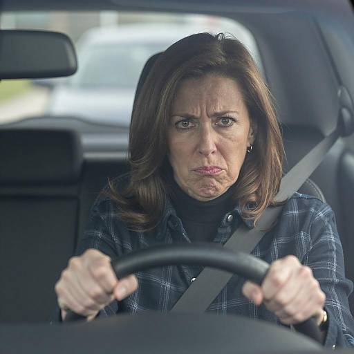 Serious Woman Driving Car