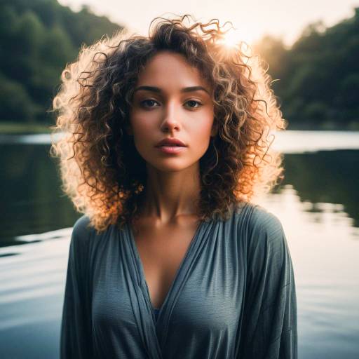Graceful Woman Embracing Nature at Dawn Graceful Woman Embracing Nature at Dawn