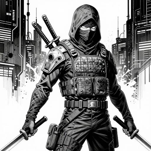 Cyberpunk Ninja Manga Illustration