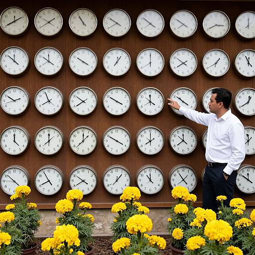 Vintage Clocks with Marigold Display