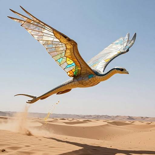 Translucent Winged Serpent Over Desert