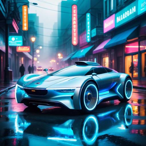 Futuristic Hovercar in Neon Cityscape