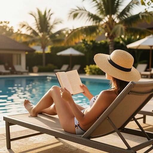Teacher Relaxing Poolside at Golden Hour