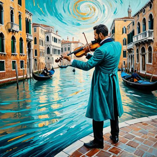 Violinist in Venice: Impressionistic Masterpiece