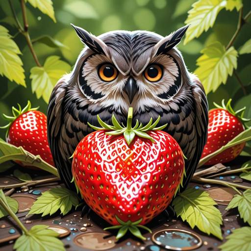 Nighttime Owl on a Strawberry Delight Nighttime Owl on a Strawberry Delight