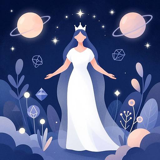 Mystical Cosmic Woman in Garden