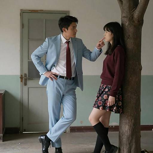 Intimate Moment in a Worn Room