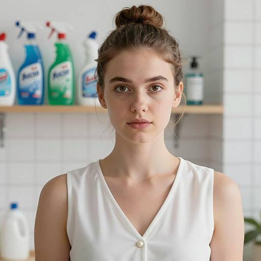 Elegant Young Woman in a Clean Space