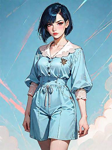 Bohemian Navy Romper with Lace Accents