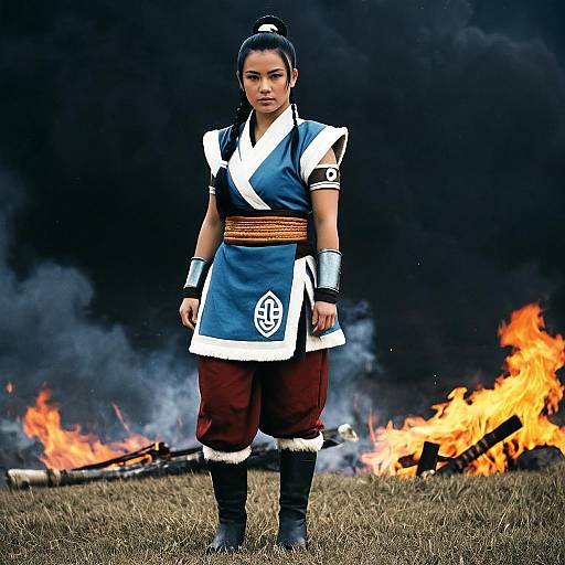 Young Woman in Sokka Fire Nation Costume