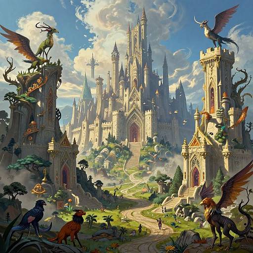 Intricate Fantasy Landscape Illustration