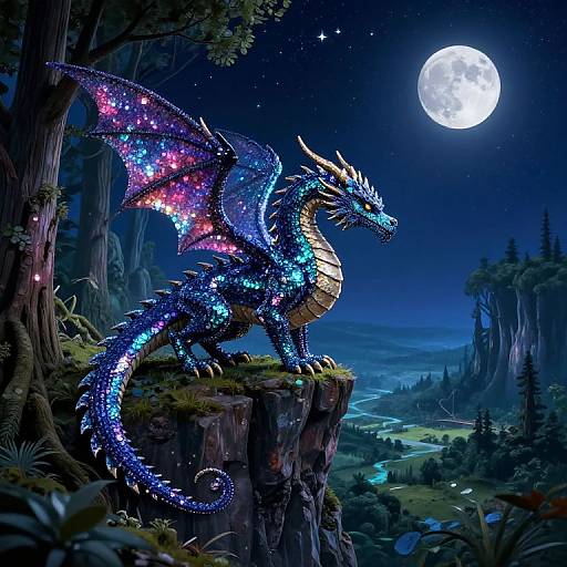 Mystical Dragon in Enchanted Landscape