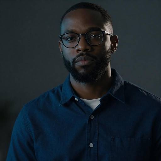 Blue-Lit Cinematic Portrait of Black Man