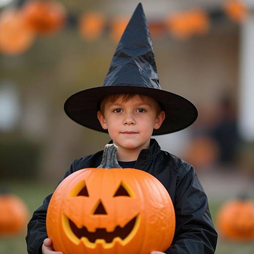 Halloween Costume Boy with Pumpkin Hat