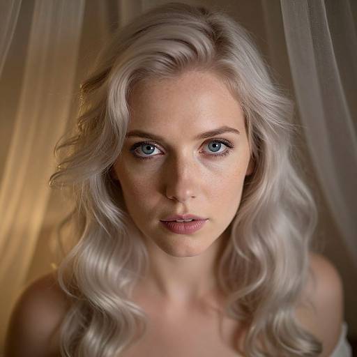 Cerulean-Eyed European Woman Portrait