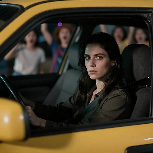 Night Driver: Intense Gaze in Yellow