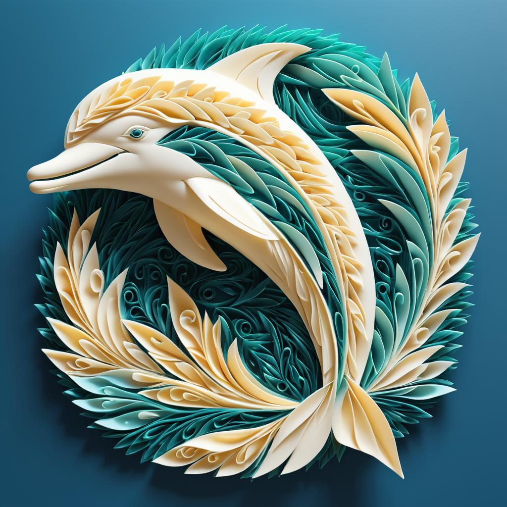 Dolphin Artwork Crafted from Penne Pasta