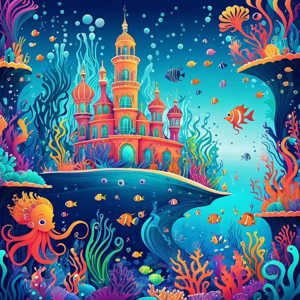 Whimsical Underwater City Illustration