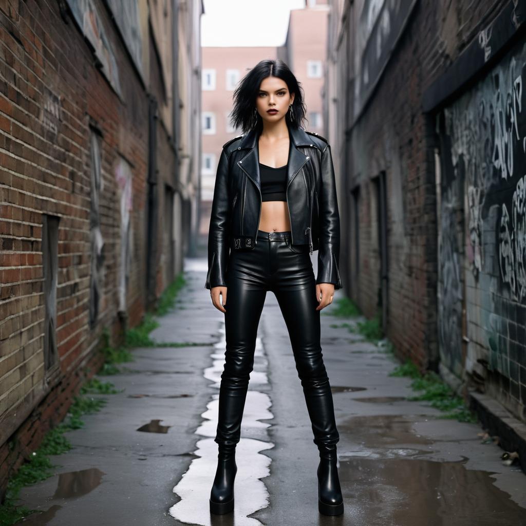 Edgy Leather Fashion in Gritty Alley