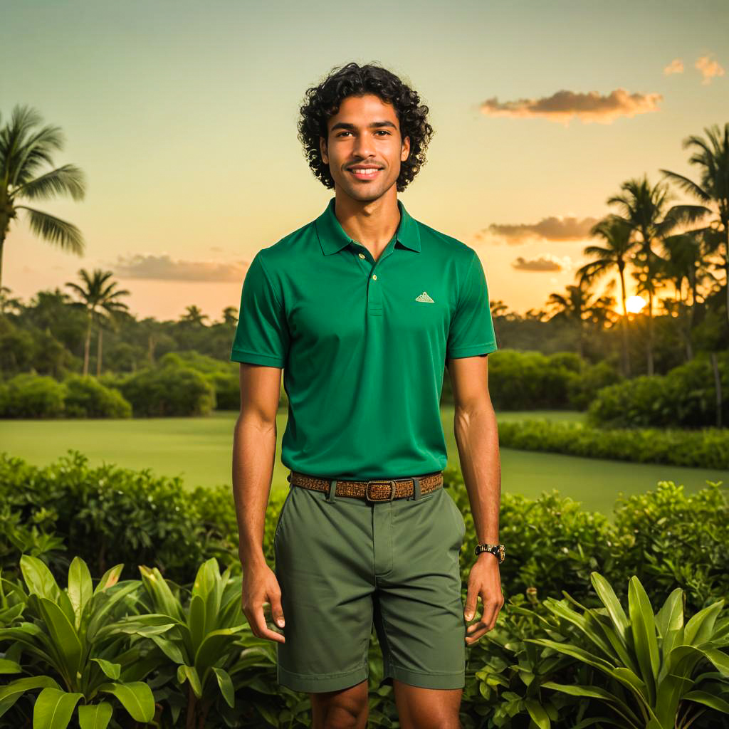 Athletic Young Man in Nature-Inspired Outfit