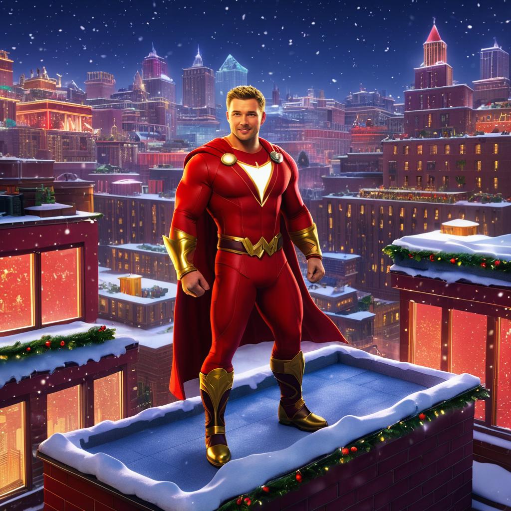 Hawkeye as Hercules in Festive Rooftop Scene