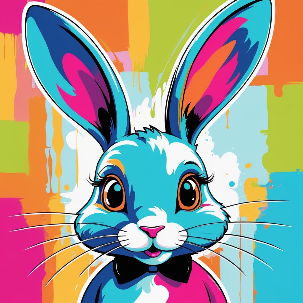 Whimsical Cartoon Rabbit in Pop Art