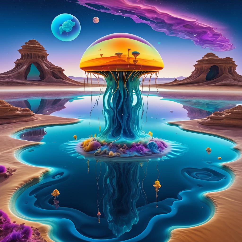 Surreal Ethereal Jellyfish in Cosmic Ocean