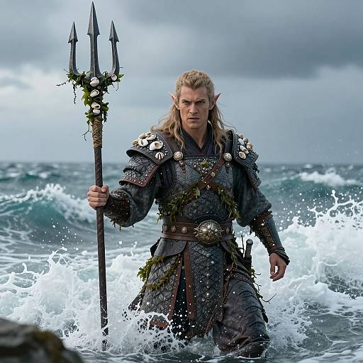 Fierce Male Sea Elf Warrior