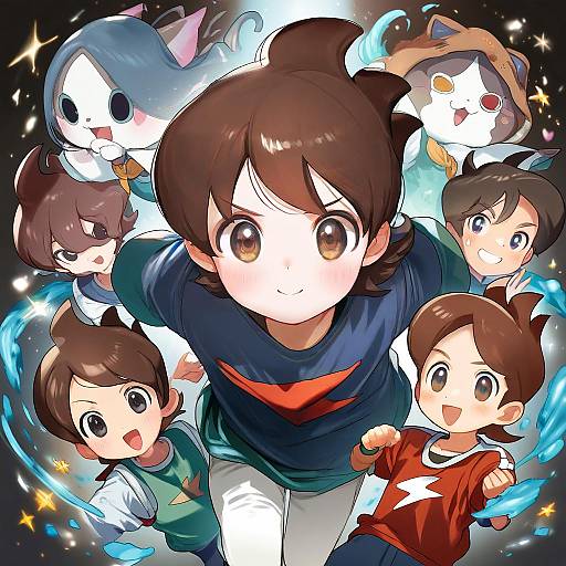 Illustration of Amano keita, youkai watch in the style of Yanyo (ogino atsuki)