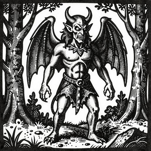 Medieval Demon Woodcut Horror