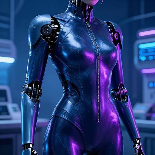 Dystopian Robotic Latex Suit Close-Up