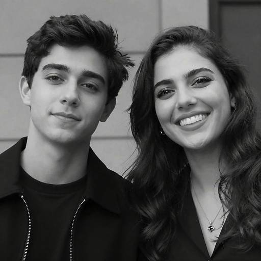 Black and White Portrait of Smiling Couple