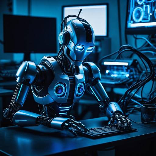 Cinematic Low-Key Robot Desk Scene