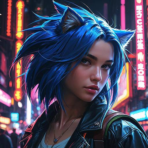 Cyberpunk Sonic Portrait in Neon Lights