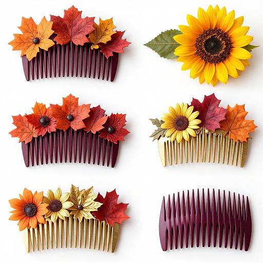 Vibrant Fall Bridal Hair Combs Collage