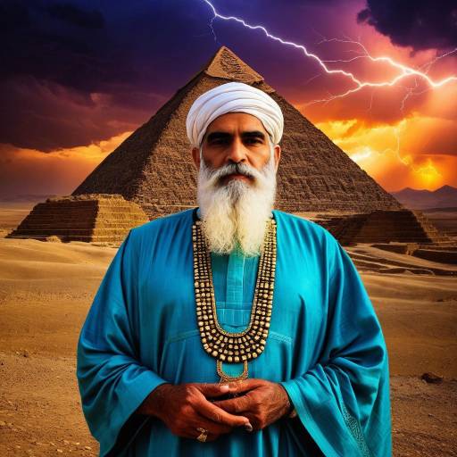 Anu God of Mesopotamia with Pyramids and Storm