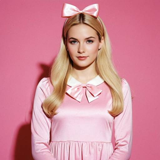 Blonde Woman in Pink Dress with Bow